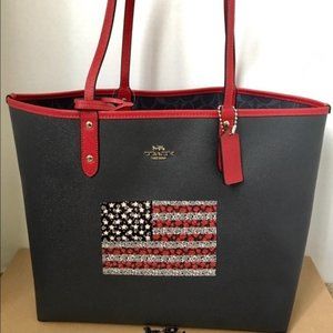Coach Reversible Tote in Canvas with FLAG & Wallet